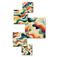 thumbnail image 3 of Designart "Reviving Waves In A Modern Way" Geometric Wall Art Set Of 5 - Teal Mid-Century Living Room Metal Art Set, 3 of 6