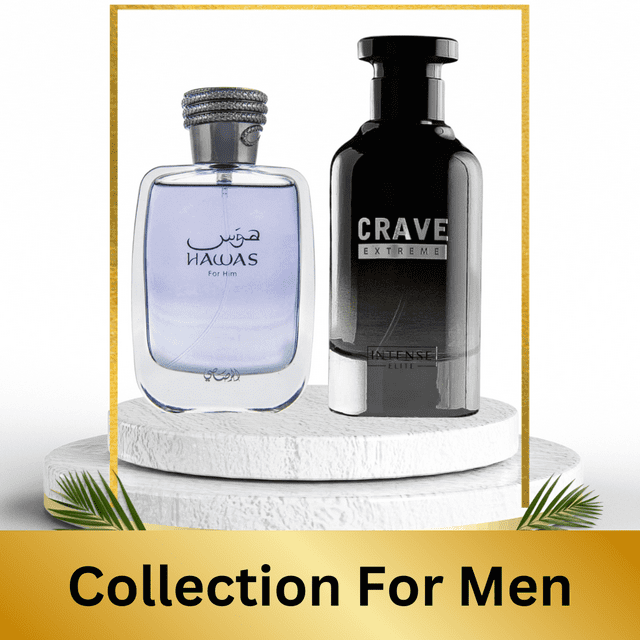 Colección de perfumes Intense Elite Hawas y Crave Extreme para hombre