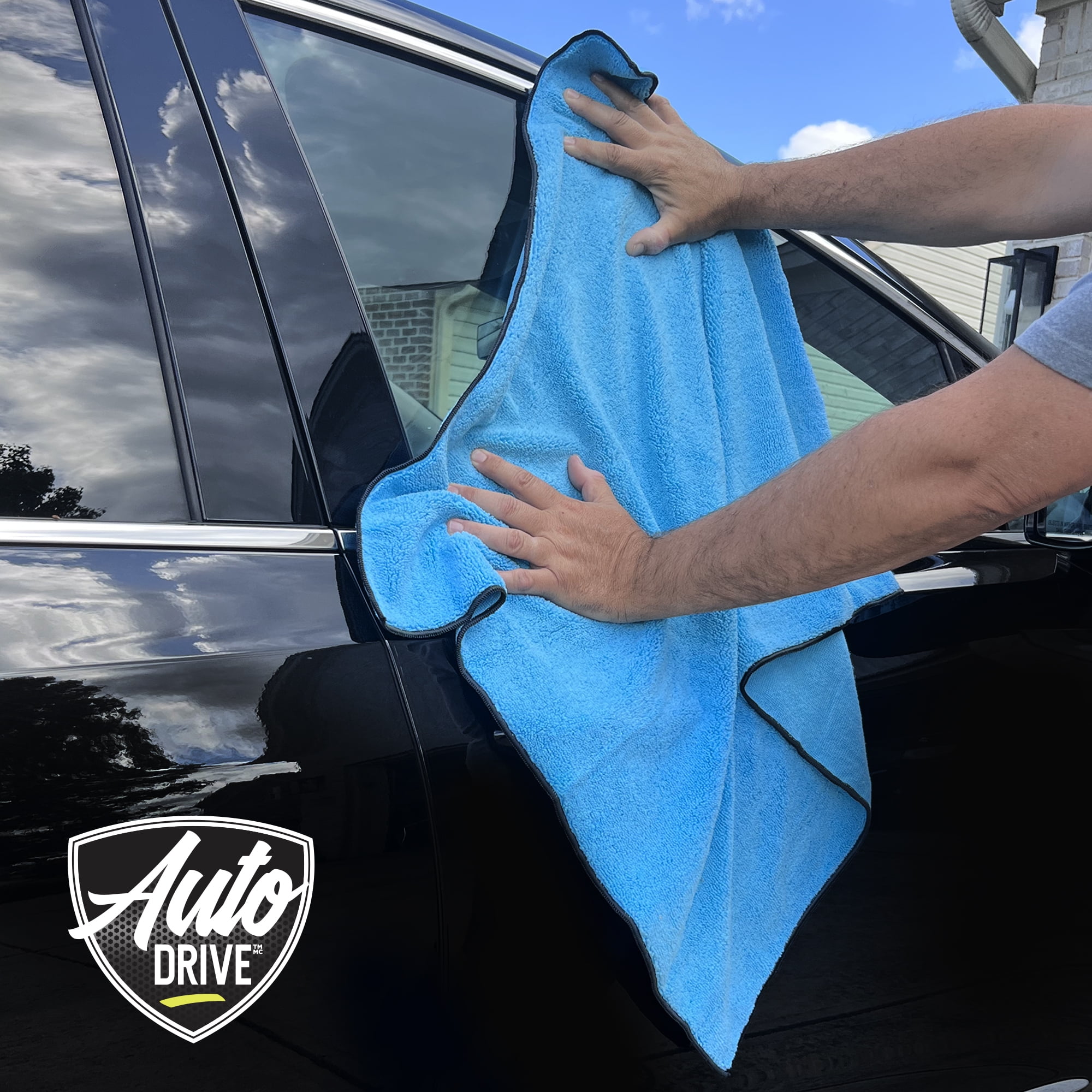 Auto Drive Large Microfiber Car Drying Towel 6SQFT, Super Absorbent, Blue