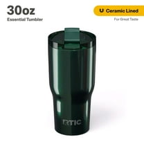 RTIC 30 oz Ceramic Lined Insulated Essential Tumbler, Leak-Resistant Lid, Emerald Green Metallic