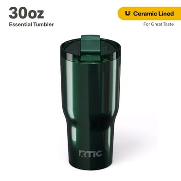 RTIC 30 oz Ceramic Lined Insulated Essential Tumbler, Leak-Resistant Lid, Emerald Green Metallic