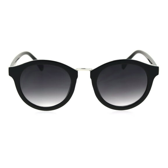 Mod Round Keyhole Horn Rim Hipster Sunglasses Black Smoke