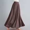 thumbnail image 5 of Women'S Vintage Stretch High Waist A-Line Long Skirts With Pockets Clearance Sale Women Casual Summer Large Solid Elastic Waist Flax A-line Ankle Skirt Brown Free Size, 5 of 6