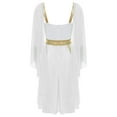 thumbnail image 4 of iiniim Womens Greek Toga for Halloween Cosplay Chiffon Sleeveless Dress Outfits White S, 4 of 7