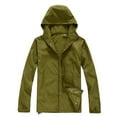 thumbnail image 1 of MITCOWBOY Womens Sweaters  Women Solid Rain Jacket Outdoor Plus Size Hooded Windproof Loose Coat Water Proof Raglan Cuff Storage Bag  Sweaters for Women  Winter Coats for Women  Army Gree, 1 of 3