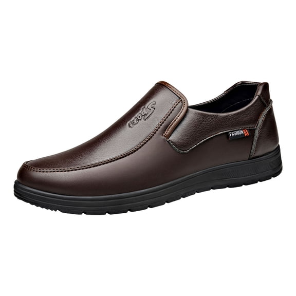 Men's Leather Slip on Dress Shoes Comfortable Soft Sole Business Loafers Lightweight Slip On Sneakers Brown Size 7.5