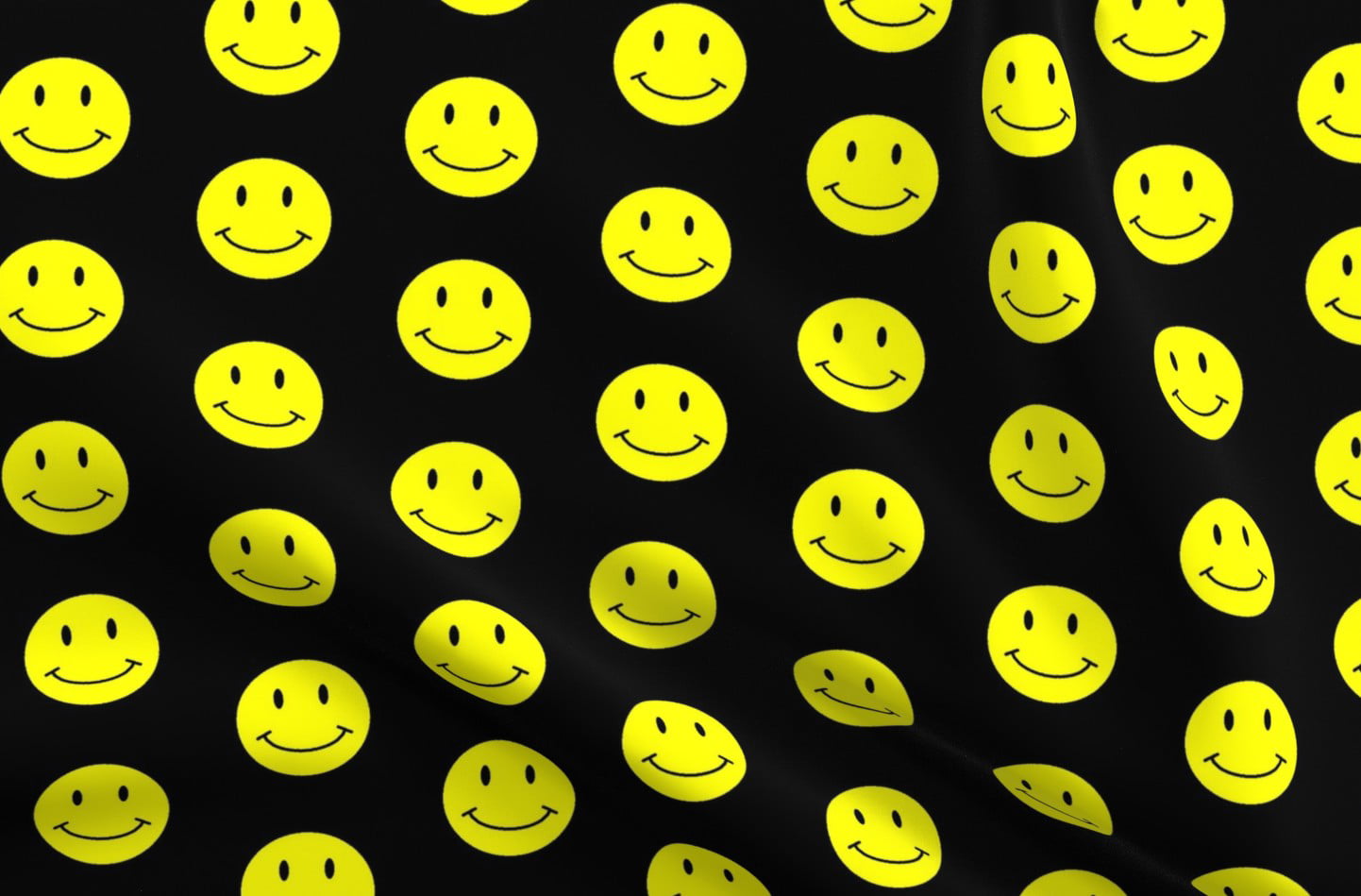 Spoonflower Fabric - Black Yellow Happy Face Smile Smiley Face Emoticon  Printed on Linen Cotton Canvas Fabric by the Yard - Sewing Home Decor Table  Linens Apparel Bags 
