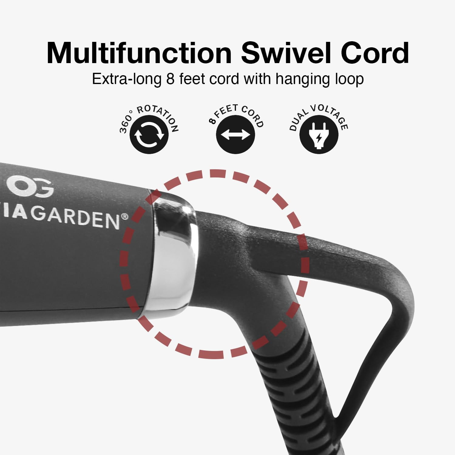Olivia Garden Titanium + Ion 1.25" High Performance Professional Curling Iron Dual Voltage with Heat Resistant Heat Mat/Pouch