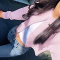 thumbnail image 4 of Cárdigan de Cuello Redondo con Botones para Mujer, Suéter de Punto de Larga, Ropa de Abrigo Rosa L, 4 of 8