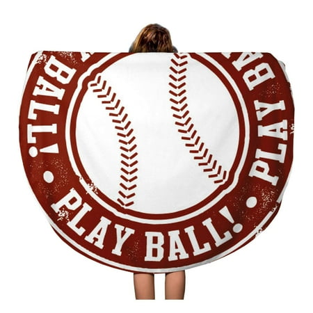 Travel Ball Series - KDAGR 60 inch Round Beach Towel Blanket Vintage Play Ball Baseball Softball Stamp Series World College Travel Circle Circular Towels Mat Tapestry Beach Throw