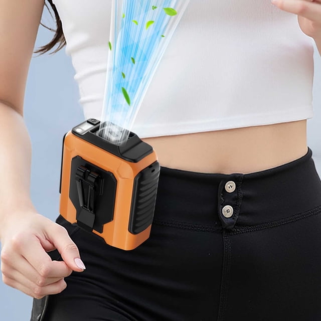 Xihbxyly Ventilador de Cintura, Recargable Por Usb, con Pantalla Digital Inteligente y Función de Linterna de Emergencia, Ideal para Actividades Al Aire Libre Como Acampadas y Senderismo, Compañero d