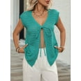 thumbnail image 3 of Womens Tie Crochet Shrug Short Sleeve Open Front Knit Cropped Cardigan Sweaters Cover Up  Green XL, 3 of 8