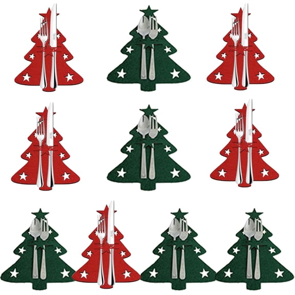 20PCS Christmas Flatware Holder Silverware Tableware Holders Cutlery Pockets Xmas Tree Dinner Knife Fork Covers for Home Holiday Party Place Settings Table Gifts and Ornaments Decorations