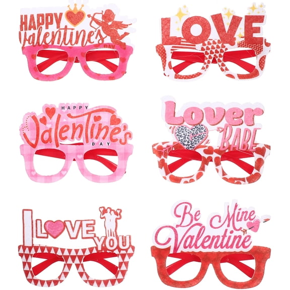 FENGGUIQU 6Pcs Valentine Themed Fun Eyeglasses Frames for Party Decorations