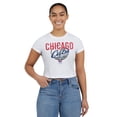 thumbnail image 4 of Women's-WEAR by Erin Andrews  White Chicago Cubs Distressed Cropped Baby T-Shirt, 4 of 4