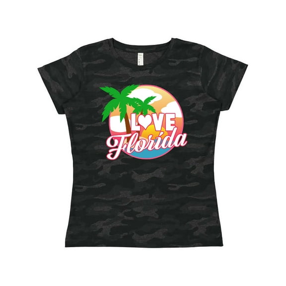 Inktastic I Love Florida with Ocean and Palm Trees Women's T-Shirt