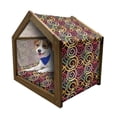 thumbnail image 1 of Abstract Pet House, Curved Spiral Various Arrows in Vibrant Tones Retro Graffiti Pattern, Outdoor & Indoor Portable Dog Kennel with Pillow and Cover, 5 Sizes, Multicolor, by Ambesonne, 1 of 5