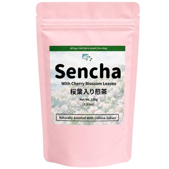 Sakura Green Tea Loose Leaf Japanese Sencha with Cherry Blossom Leaves Floral Green Tea from Japan No Artificial Flavoring Hot or Cold Brew
