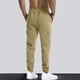 thumbnail image 4 of Pantalones largos para hombre, lisos, informales, con cintura elástica y bolsillos, deportivos, 4 of 7