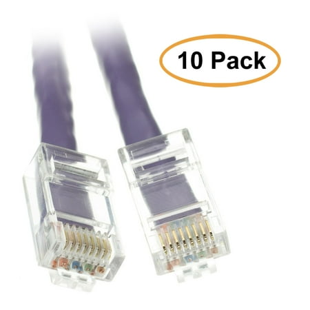 ACL 25 Feet Cat5e RJ45 Bootless Ethernet Patch Cable, Purple, 10 Pack