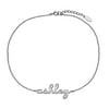 Personalized Women's Sterling Silver or Gold over Silver Lowercase Script Name with Outline Anklet