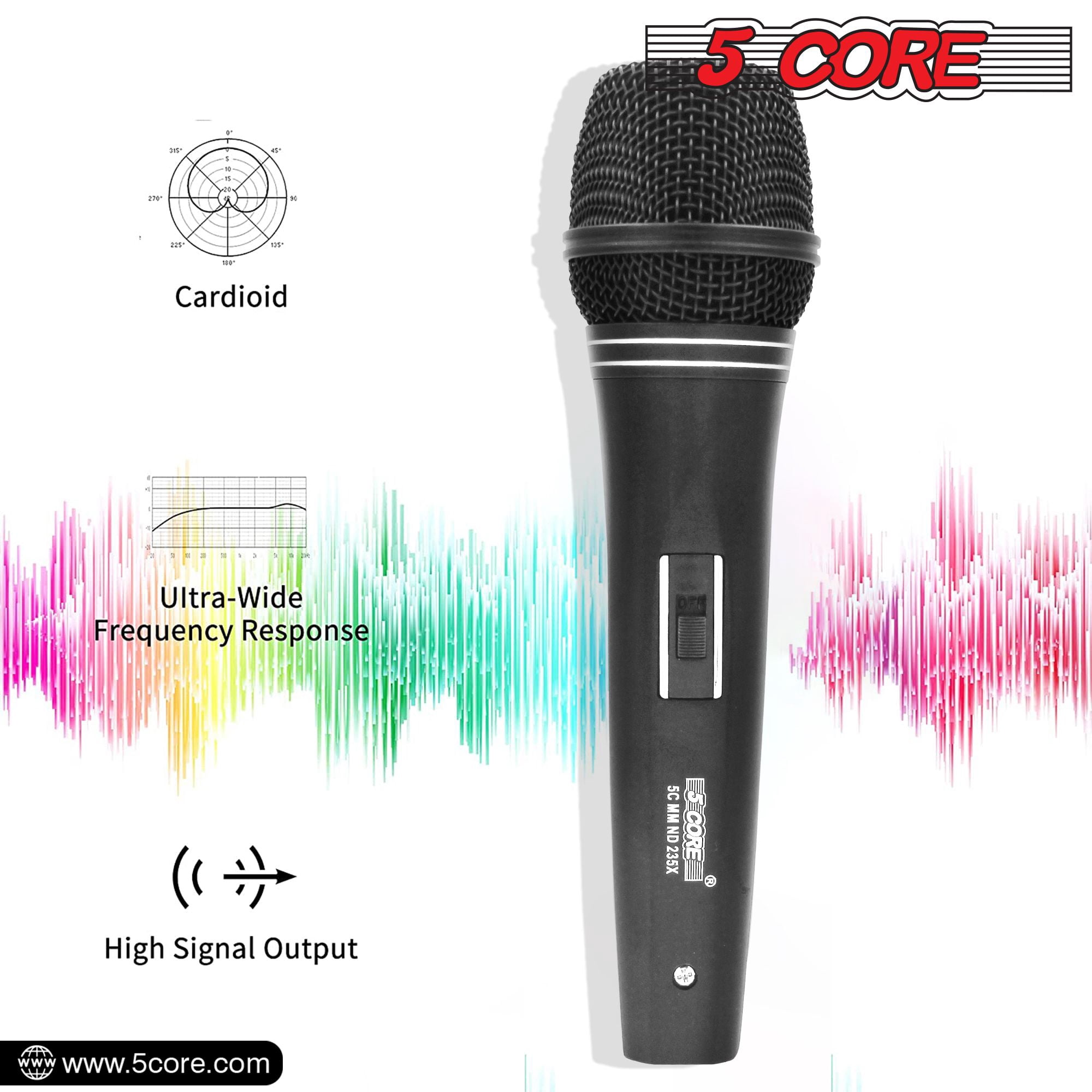 Professional Cardioid Dynamic Vocal Microphone with Neodymium Magnet – Steel Mesh Grille, 16ft Detachable XLR Cable, ON/OFF Switch & Travel Bag for Karaoke, Studio, Live Performance
