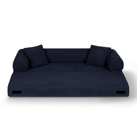 Convertible Sofa Bed Couch,80 Inch Boneless Couches for Living Room,Folding Sleeper Sofa Bed Queen with Storage,Corduroy Flod Out Couch Compressed Couch in a Box,Deep Blue