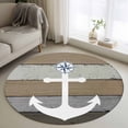 thumbnail image 2 of Anchor Brown Large Area Rugs for Bedroom Living Room, Soft Non Slip Carpet Bedside Rug, Nautical Grey Rustic Farmhouse Wood Grain Round Floor Cover Kitchen Accent Rug 4' for Dining Room/Office, 2 of 9