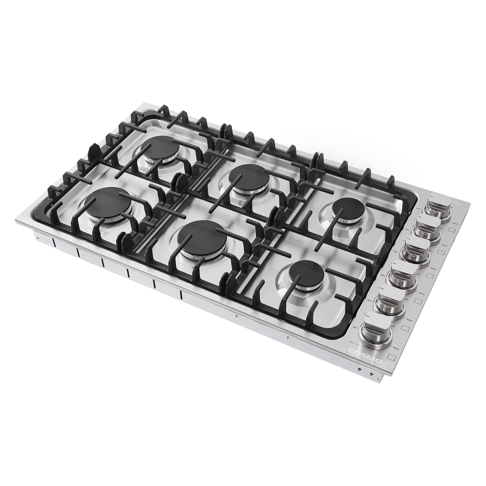Gas Cooktop with 6 Sealed Italian Made Burners in Stainless Steel