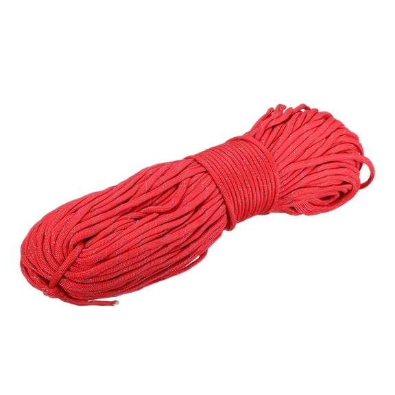 Uxcell 1/8" Paracord Rope, 200ft 7 Strand Heavy Duty Camping Rope Braided Polypropylene Ropes, Lightweight Tie-Downs Utility Cord for Marine, Indoor & Outdoor, Stripe Red