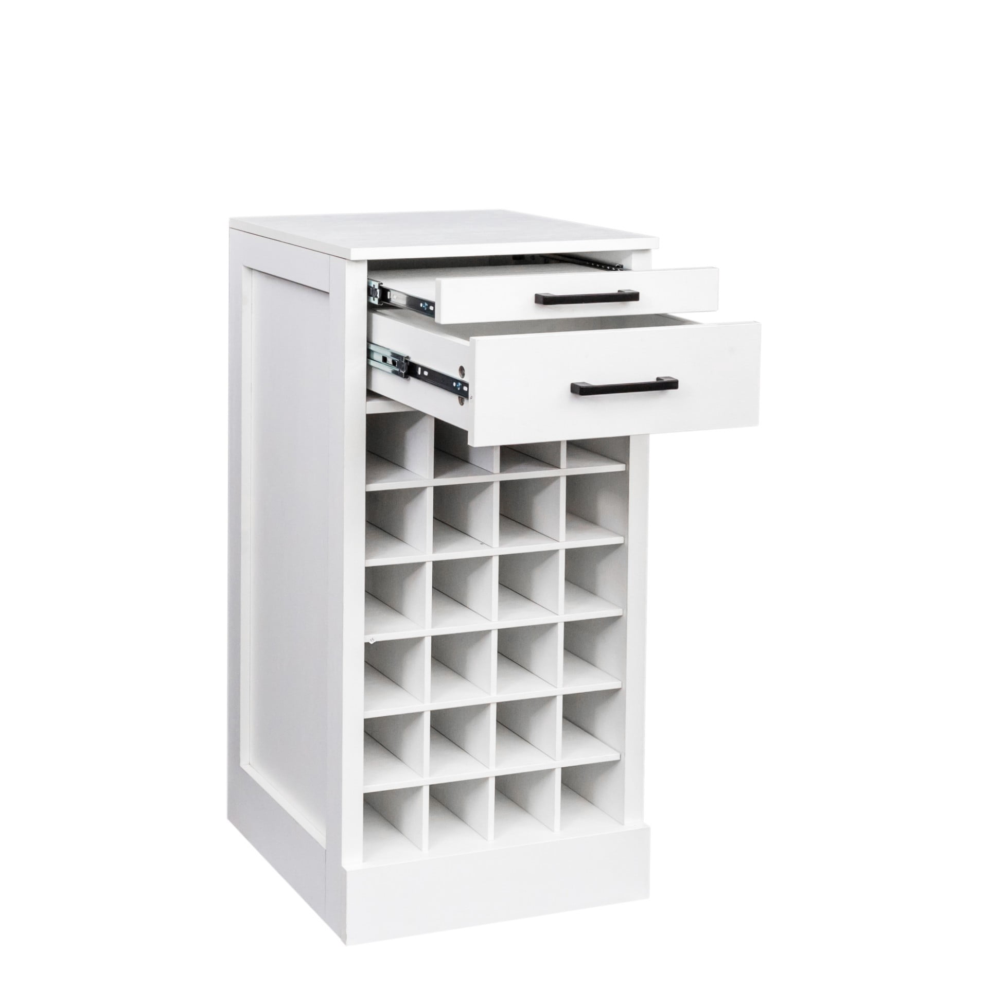 Wine Bar Cabinet 24 Bottle Storage Rack, Freestanding Buffet Cabinet Modular Wine Storage Organizer for Kitchen Dining Room, White