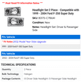 thumbnail image 2 of Headlight Set 2 Piece - Compatible with 1999 - 2004 Ford F-350 Super Duty 2000 2001 2002 2003, 2 of 2