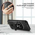 thumbnail image 3 of TJS for BLU View 4 (B135DL) Phone Case, with Tempered Glass Screen Protector, [Military Grade] Robotic Magnetic Support Car Mount Metal Ring Holder Kickstand Cover (Black), 3 of 7