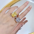 thumbnail image 6 of 11*15MM Engagement Anniversary Ring 3 Stones Emerald Cut Cocktail Ring 925 Sterling Silver CZ Simulated Yellow Diamond Ring Jewelry Box Packed, 6 of 7