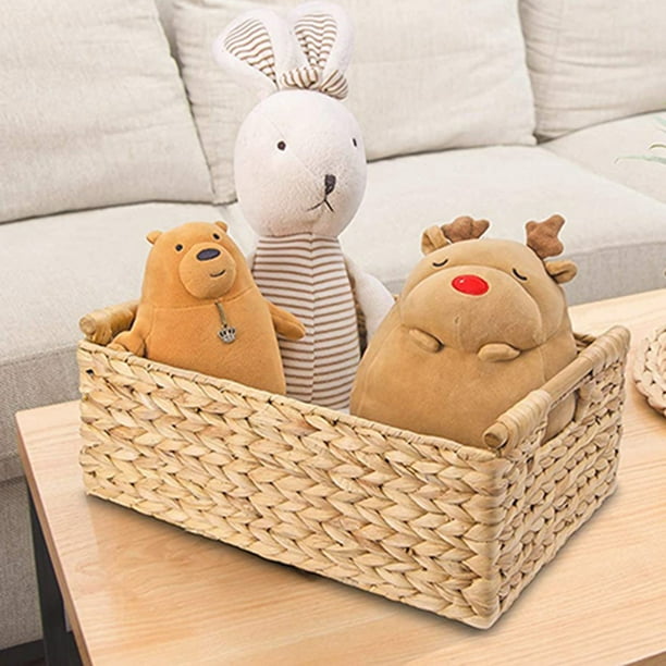 Wicker Basket Rectangular with Wooden Handles for Shelves Water Hyacinth Basket Storage Natural Baskets for Organizing B Walmart