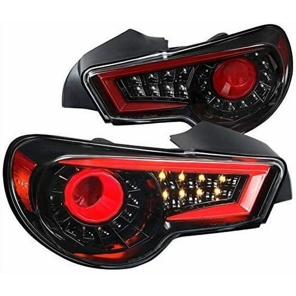 LED Light Bar Tail Lights With Sequential Turn Signal Gloss Black Housing Clear Lens Made For And Compatible With 2012 - 2016 Scion FR-S FRS FT86 Subaru BRZ 12 13 14 15 16