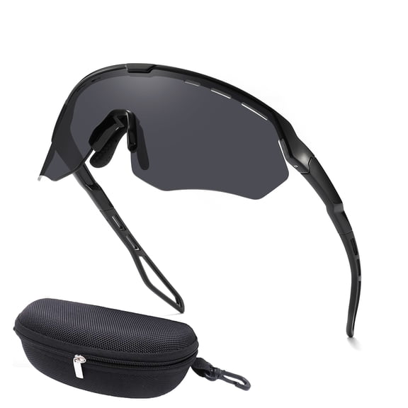 Oversized Cycling Running Sunglasses for Men Women, Semi-rimless One Piece Lens Sun Glasses, with Adjustable Nose pads