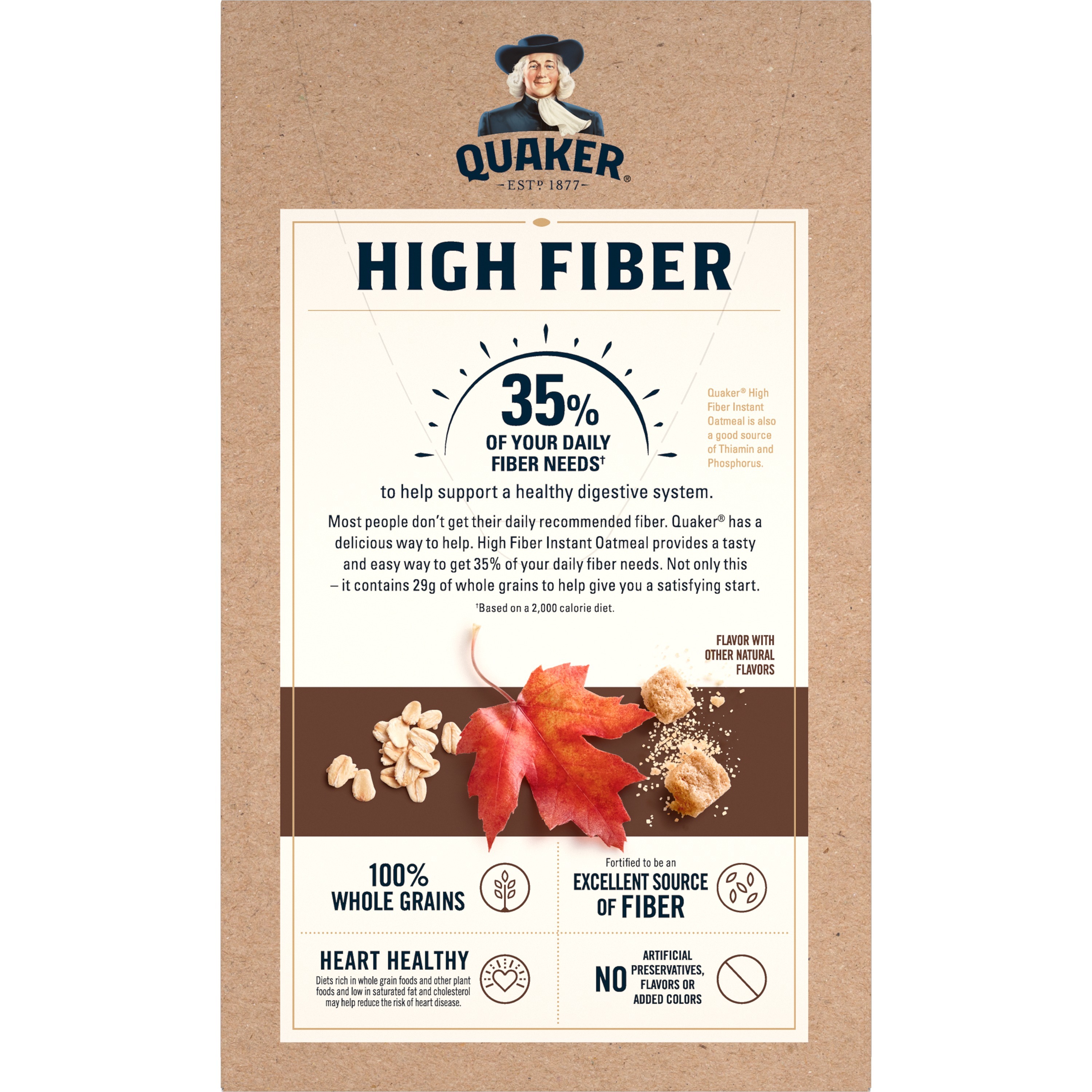 Quaker, High Fiber Instant Oatmeal, Maple & Brown Sugar, 1.58 oz, 8 Packets - image 3 of 13