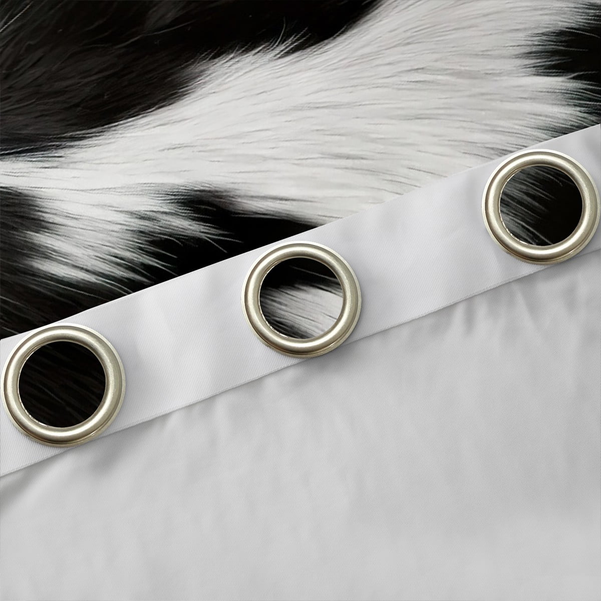 jejeloiu Vintage Cow Hide Black Out Curtains,Rustic Cattle Hide Curtains Pack of 2 (42x63 Each),White Black Bedroom Curtains For Adults,Microfiber Bedroom Decor