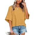 thumbnail image 2 of Bovemsi Long Sleeve Shirts for Women Comfort Round Neck Batwing Color Panels Short Sleeve Casual Tops for Women Trendy XXL, 2 of 5