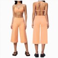 thumbnail image 2 of ZIXKCGDSE Workout Sets for Women Halter Sports Bra Matching Wide Leg Capri Pants Yoga Outfits Size XL, 2 of 4
