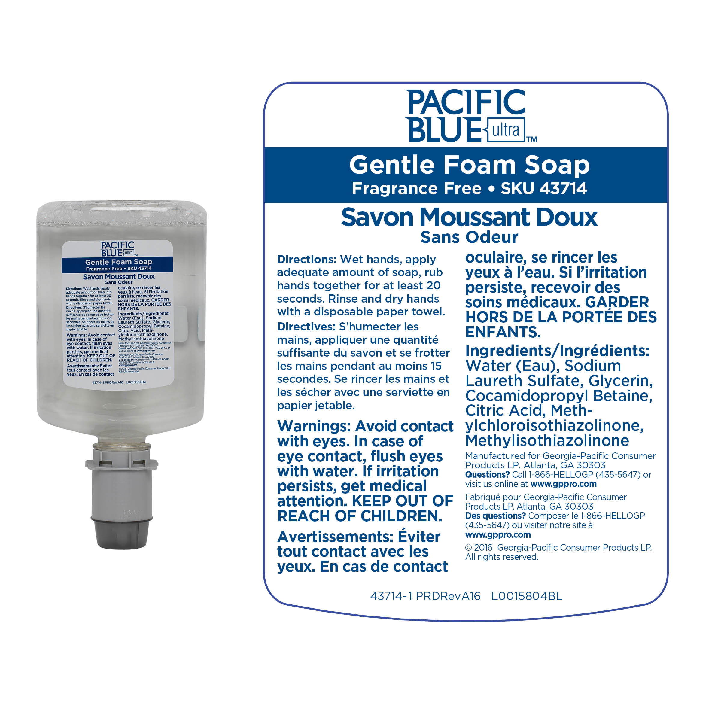 Pacific Blue Hand Soap Refill Fragrance and Dye-Free 43714 4-reffil 1200mL 