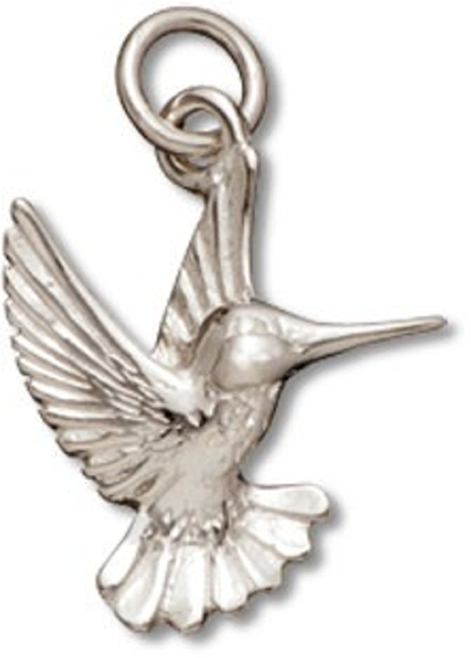 3D Hummingbird Charm Necklace Feeder Bird Gift Wings NEW 925 Sterling Silver