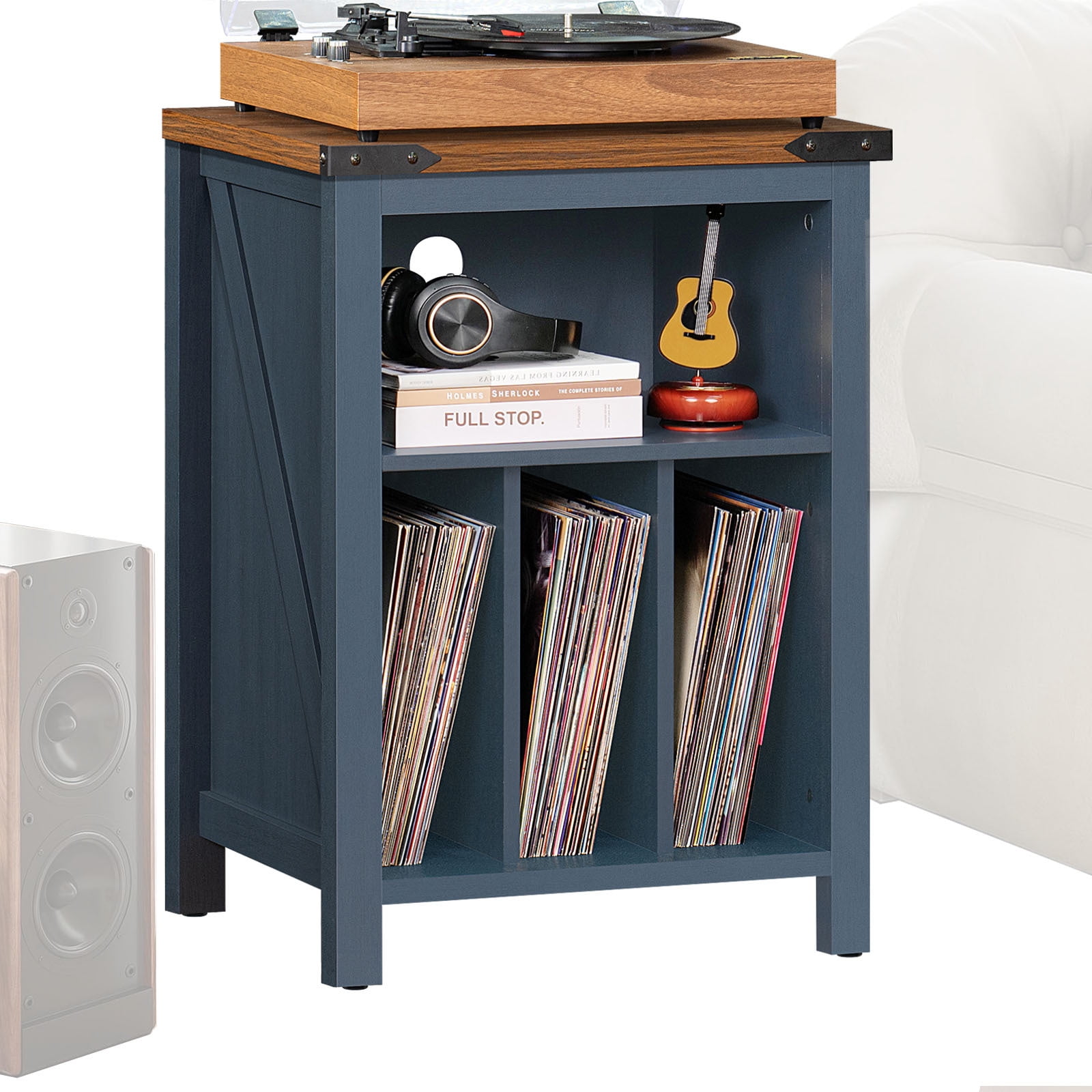 Record Player Stand With Vinyl Storage - 6-Tier Turntable Cabinet, Adjustable Feet