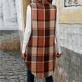 thumbnail image 5 of Yigetop Vest Tops for Women Flannel Vest for Women 2024 Fall Plaid Lightweight Lined Long Fashion Casual Elegant Jacket with Pockets Vests for Women 2024 Trendy orange XL, 5 of 7