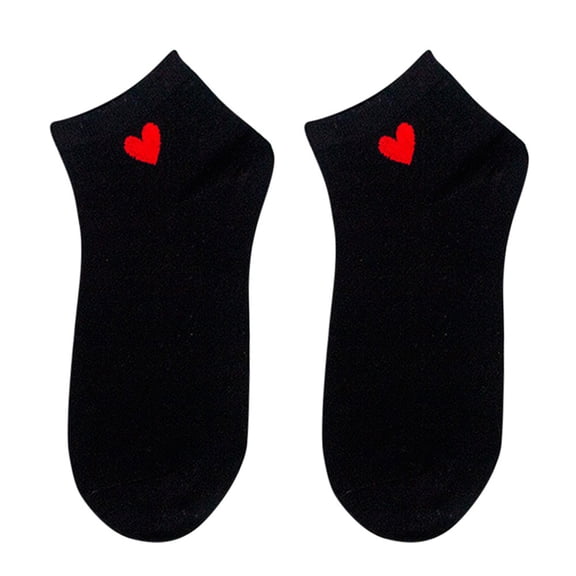 MRULIC socks for women Womens Heart Ankle High Low Cut Cotton Socks Black One size