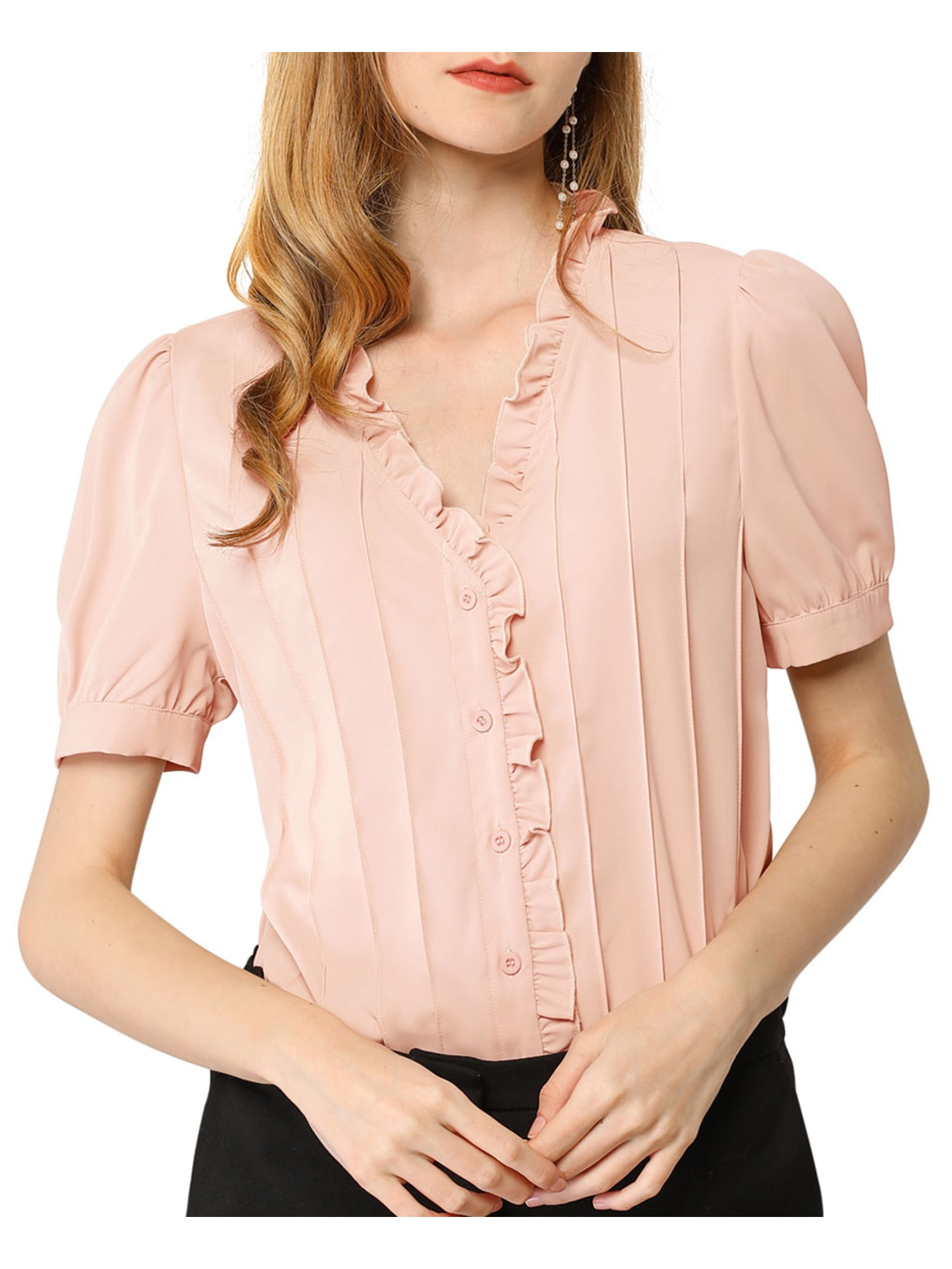 ruffle puff sleeve blouse