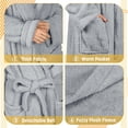 thumbnail image 3 of Tirrinia Women's Plush Soft Robe - Fluffy, Warm, and Fleece Sherpa Shaggy Bathrobe for Ultimate Comfort, Machine Washable, Large Size, Grey, 3 of 7