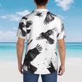 thumbnail image 6 of Daiia Monochrome Flying Ravens Hawaiian Shirt for Men Gentle Cotton Regular Short Sleeve Casual-Large, 6 of 9