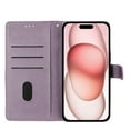 thumbnail image 3 of for iPhone 15 Flip Case with Credit Card Slots, Flower Butterfly Embossed PU Leather Shockproof Cash Pocket Protective Wrist Strap Kickstand Wallet Case Cover for iPhone 15, Purple, 3 of 7
